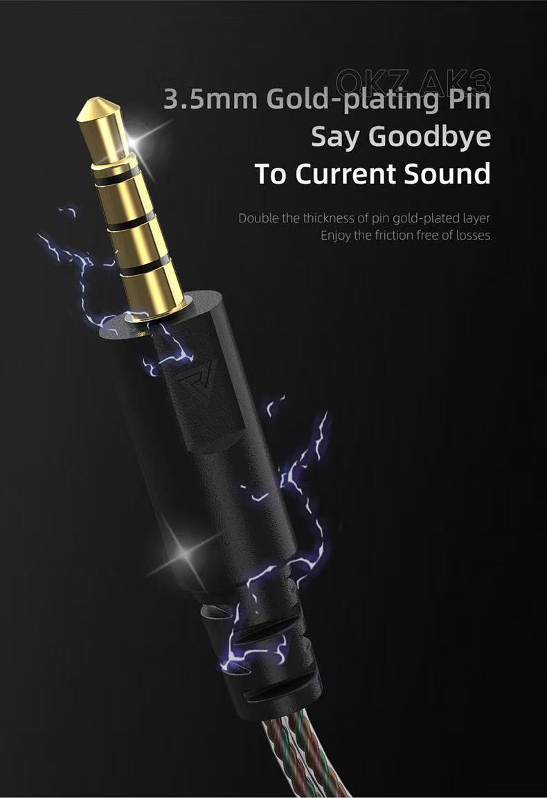 QKZ AK3 gold-plated 3.5 mm plug detail
